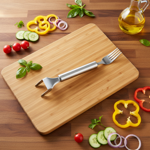 <span class=keywords><strong>Coupe</strong></span>-pastèque double tête en acier inoxydable, fourchette à fruits, outil de séparation multifonctionnel pour barbecue, cuisine, pique-nique en extérieur - Product Image 4