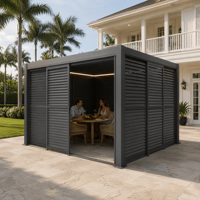 Porte coulissante à persiennes en aluminium robuste avec rail central intégré et conception multi-panneaux pour mur latéral de pavillon de loisirs