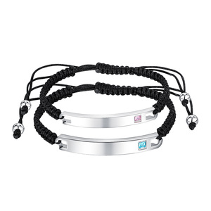Custom PVD 18K Gold Adjustable Braided Cord Stainless Steel Bar <b>Bracelet</b> with Zircon | Couples & Lovers Jewelry for Men & Women - Product Image 4