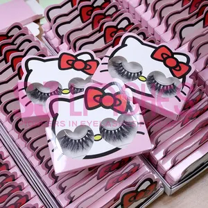 Hot Selling Cute Kitty Paper Box For Strip Lashes Private Label Eyelash Box Custom