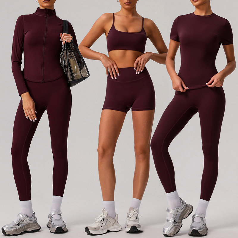 TZ2351 High Quality Gym Fitness Free Matching with Full Length Jackets Workout Outfits Stretchy Sports Clothes