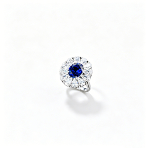 925 Sterling Silver Lab Created Sapphire Oval Cut Double Halo <b>Statement</b> <b>Ring</b> - Product Image 1