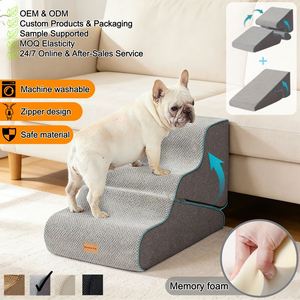 Escalier pour animaux de compagnie 2-en-1, rampe transformable à trois marches pour chiens et chats avec couverture imperméable antidérapante solide pour petits chiens - Product Image 1