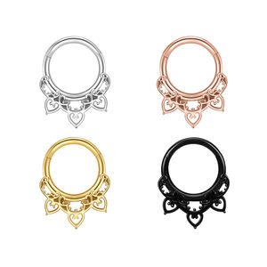 Anillo Nasal <span class=keywords><strong>de</strong></span> Acero Inoxidable 316L Personalizado Superstar, Diseño <span class=keywords><strong>de</strong></span> Rejilla Hueca Pulida, Joyería para Piercing Corporal, para Bodas - Product Image 6