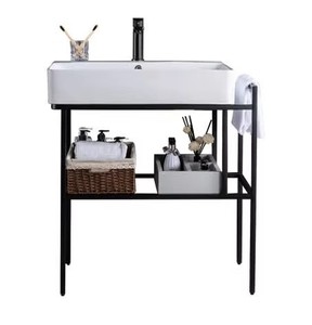Console da bagno da banco all'ingrosso lavello con mensola vanità per le gambe del tavolo in metallo - Product Image 2