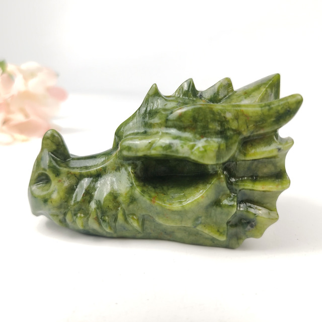 10cm Dragon Craft Natural Crystals Healing Stone XiuYan Jade Dragon Crystal Statues for Decoration