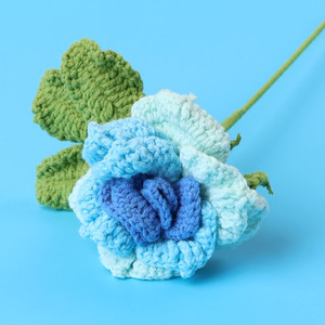 Jarrey Nouveaux Styles Fleurs de Rose Artificielles au Crochet Faites à la Main, <span class=keywords><strong>Tiges</strong></span> de Roses Tricotées à la Main pour la Saint-Valentin, Décoration Intérieure, DIY Floral - Product Image 4