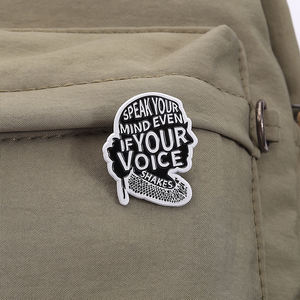 Habla tu mente Incluso si tu voz tiembla esmalte Pin feminismo mujeres poder famosa cita broche insignia joyería regalo al por mayor - Product Image 3