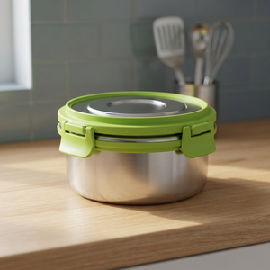 Conteneur Rond en Acier Inoxydable FUSION STEEL, Conteneur Alimentaire Rond en Acier Inoxydable 300 ML, Couvercle Étanche, Compartiment Unique, Style Simple - Product Image 3