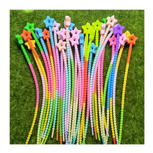 Bandes de reliure autobloquantes dégradées en caoutchouc Silicone Tie Star Flower Colorful Bandage Rope DIY Keychain Pendant Bundle Tool - Product Image 6