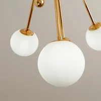 Style nordique grand lustre en verre boule d'étincelle LED Simple suspension moderne pour chambre salon hôtel ou salle à manger