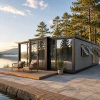 Maison préfabriquée de luxe en acier léger avec ou sans porche et terrasse, bâtiment résidentiel modulaire