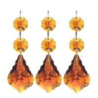 Liontin Daun Maple Kristal 38mm Aksesoris Manik Tirai Warna-warni untuk DIY
