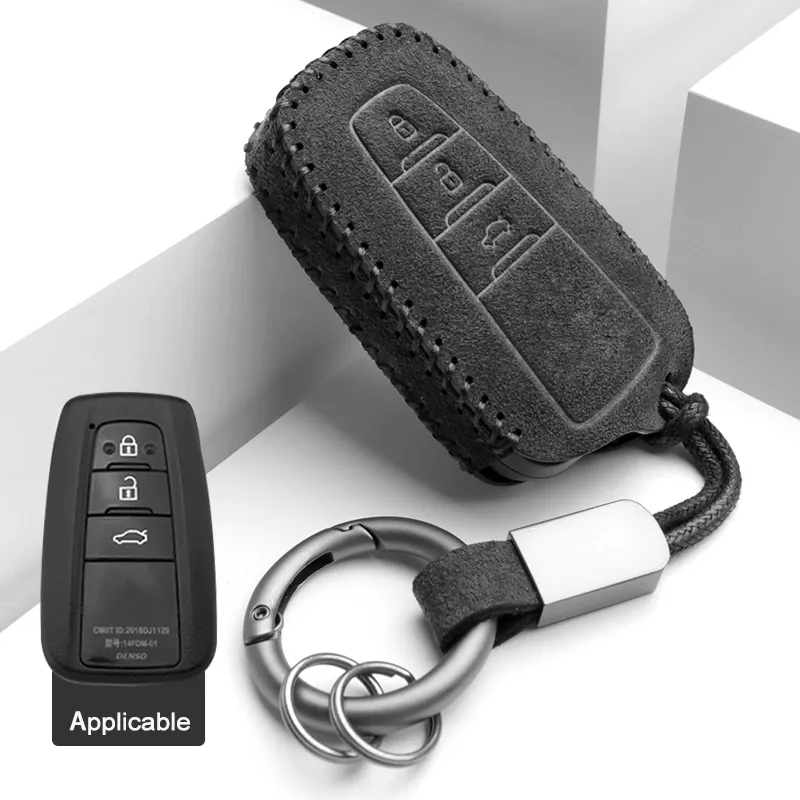 Ushilife Car Key Bags Alcantrare Luxury Carkey Case Cover protettiva per Toyota Camry Corolla Avalon RAV4 CH-R Levin High lander
