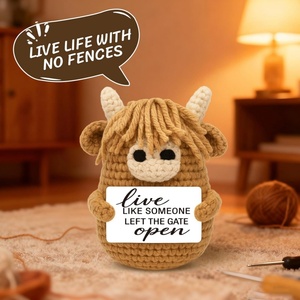 Vache des Highlands amusante et positive - Cadeaux pour femmes, hommes, meilleurs amis - Décoration de bureau en crochet inspirante - <span class=keywords><strong>Cadeau</strong></span> encourageant et inspirant - Product Image 4