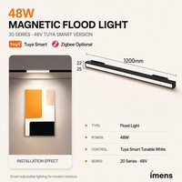 Rail lumineux magnétique intelligent Zigbee 12W 24W 36W 48W, contrôle par application Tuya, 48V CRI 98 2700-6500K, éclairage sur rail
