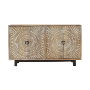 Buffet en bois massif de luxe avec plusieurs compartiments de rangement, meuble de salle à manger moderne au design élégant - Product Image 4