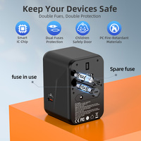 Adaptor Perjalanan Universal 100W GaN Adaptor Steker Perjalanan Tahan Api 3 USB C PD 2 USB Pengisi Daya Cepat untuk Kamera Seluruh Dunia