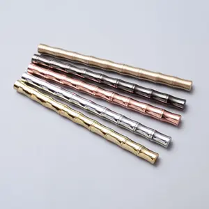 GemFully latest products 2023 luxury brass stationery pens stylo bamboo shape gold writing pen with logo