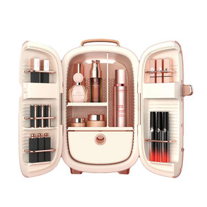 Offres Spéciales 12L <span class=keywords><strong>15</strong></span> <span class=keywords><strong>degrés</strong></span> blanc rétro-conception Mini cosmétique soins de la peau maquillage réfrigérateur Portable électrique beauté réfrigérateur - Product Image 3