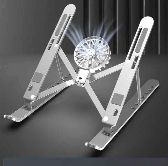 Hot Selling 7-level Adjustable Laptop Stand Aluminium Alloy Riser Desk Holder for Notebook With Cooling Fan With Portable Design
