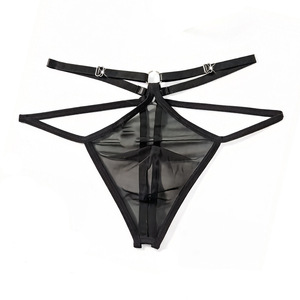Culotte string sexy en maille pour homme, noire, fine, en polyester, transparente, avec poche en U, collection Printemps 2026 Saint-Valentin - Product Image 5