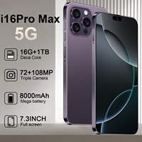 Teléfono Inteligente I16 Pro Max 5G al por Mayor, Desbloqueado, Deca Core, 16GB/1TB de Almacenamiento, Pantalla HD de 108MP, LTE/CDMA, OLED de 120Hz, Carga Rápida de 65W