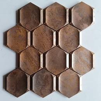 Tuiles en mosaïque métallique hexagonales 3D, adaptées pour les murs de fond, les murs intérieurs, les sols d'hôtel, projet de carrelage, métal sélectionné par le designer