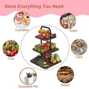Wooden Multi Tier Dessert <b>Stand</b> With Handle For Cupcakes And Party Treats Standing Type <b>Food</b> Storage Rack - Product Image 3