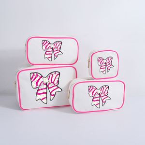 Pochette cosmétique portable pliable en toile de coton imperméable brodée sur mesure pour femme, organiseur de voyage avec fermeture éclair - Product Image 3