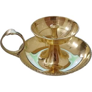 PARIJAT HANDICRAFT Diseño moderno Lámpara de aceite de latón Puja India hecha a mano Aarti & Diya en uno con llama compatible para uso decorativo - Product Image 6