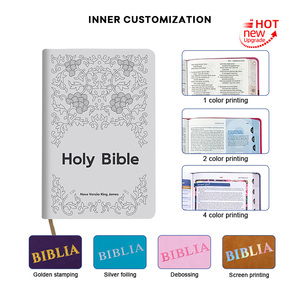 Bespoke Portuguese-English Bilingual King James <strong>Bible</strong> Brown PU <strong>Leather</strong> Cover Custom Hot Stamping Logo for Christian Gift Giving - Product Image 5