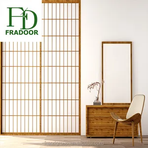 日本风格实木松木格子框架工艺磨砂玻璃带套管的门