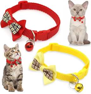 Wholesale Cat Collar 7 Colors Adjustable Breakaway Nylon <b>Pet</b> Collars With Cute Bow Tie and Bell Cat Safe Necklace Cat Collars - Product Image 4