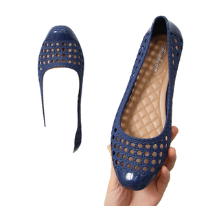 Summer New Flat Breathable Slip-on Solid Loafers Female Outerwear <b>Jelly</b> <b>Shoes</b> Ballet Sandal Closed Toe for <b>Girls</b> Spring - Product Image 1