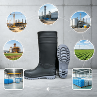 Bottes de pluie avec embout en acier, semelle intermédiaire en acier et doublure en PVC pour travaux industriels, chimiques, de construction, pétroliers, agricoles, de stockage frigorifique et de transformation alimentaire