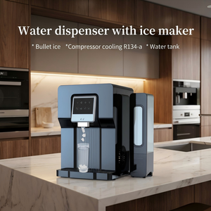 Distributeur d'eau sur pied en plastique à chargement par le bas avec machine à glaçons, filtre et réservoir d'eau à capacité importante - Chaud et froid - Product Image 1