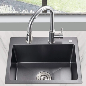 Lavelli da Cucina in Acciaio Inox 304 Nero da Appoggio, Prezzo di Fabbrica, Alta Qualità, Lavabo per Esterni per Appartamenti, Camper e Hotel - Product Image 5