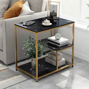 Mesa de centro moderna con estante de almacenamiento, mueble de 2 niveles, Estilo Vintage, para el hogar, color marrón rústico