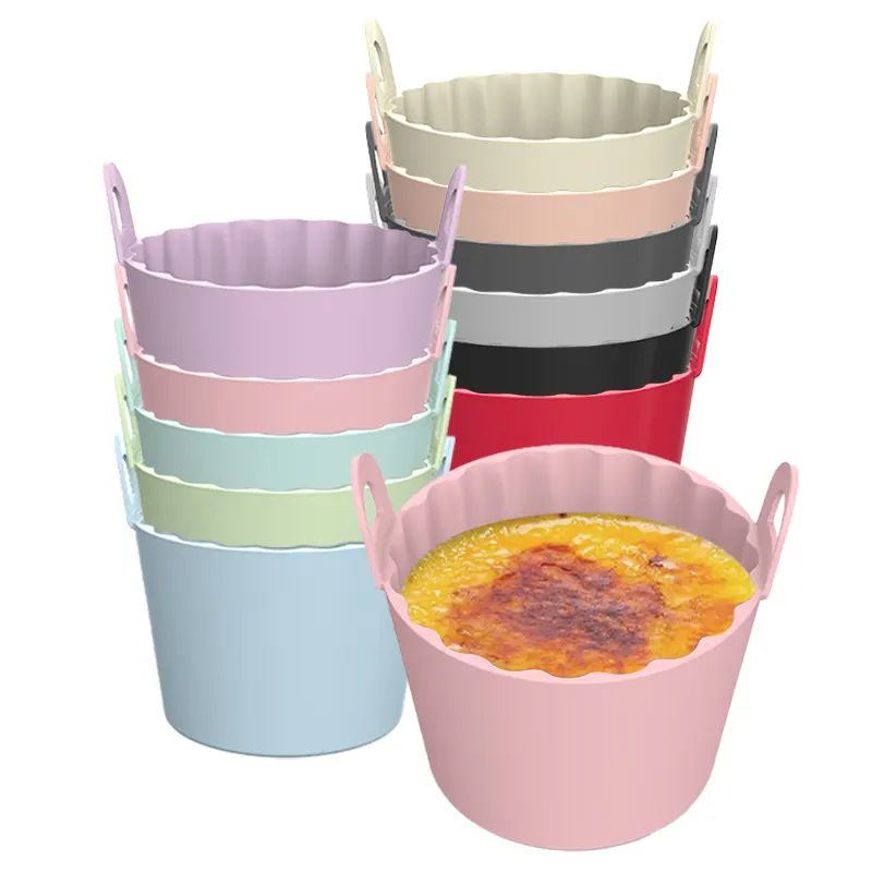 Colorful Oven Safe Muffin Cupcake Liner Pudding Dessert Bowl Souffle Custard Cup SIlicone Creme Brulee Ramekins Bowl with Lid