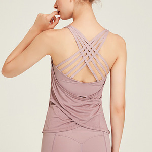 New Fa-ke Two Sports <strong>Vest</strong> <strong>Women's</strong> Fitness Wear Running <strong>Top</strong> Beauty Back Sports <strong>Top</strong> Bra <strong>Loose</strong> Yoga Wear - Product Image 1