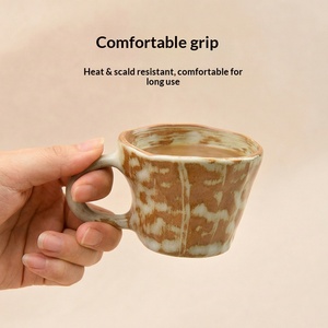 Juego de Taza y Platillo de Cerámica Rústica Retro Japonesa, Taza de Café con Esmalte de Horno, Regalo para el Té de la Tarde - Product Image 2
