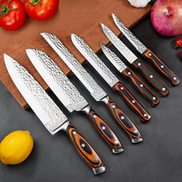 Couteaux à steak de collection de marteaux japonais en acier inoxydable de 14 pièces avec manche en bois Pakka durable