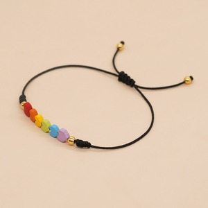 Boho Smart Bracelets 7Chakra Hématite Arc-en-ciel Couleur Perlé Coeur Charme <span class=keywords><strong>Bracelet</strong></span> Pour Femmes Amitié Bijoux Noir Corde Bijoux - Product Image 6