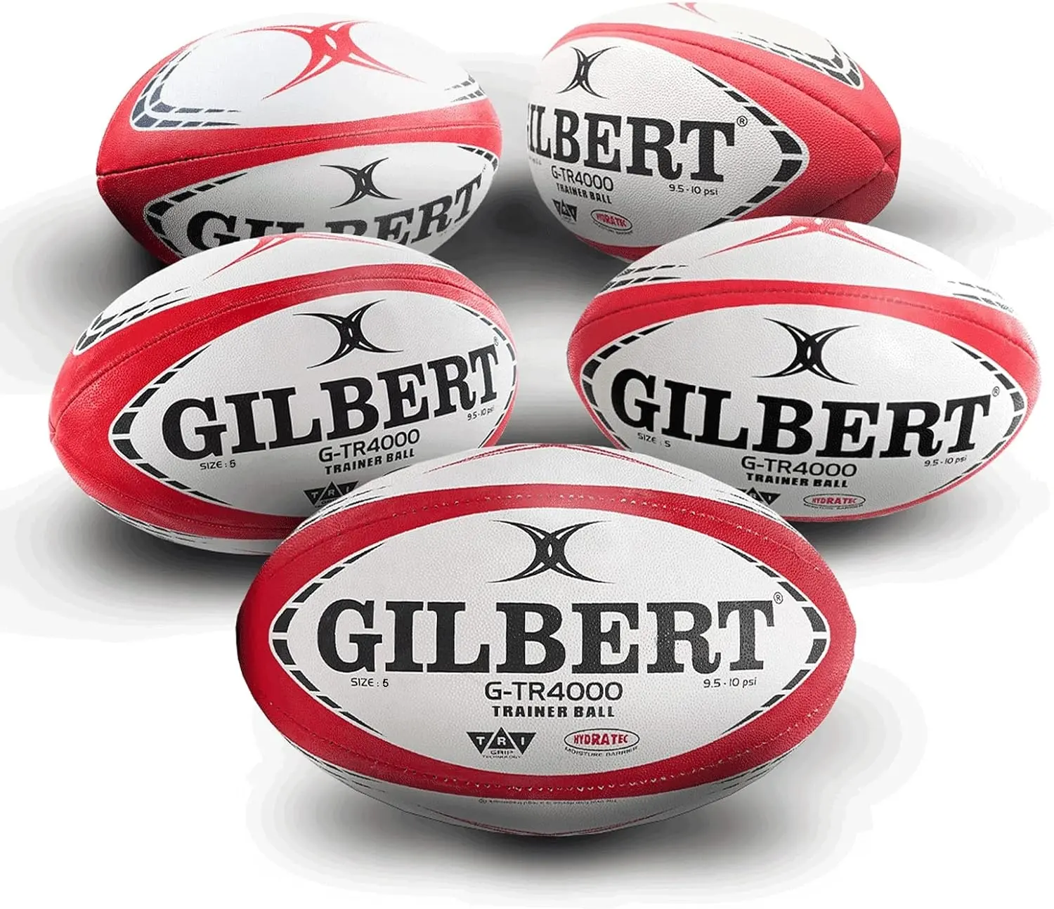 Gilbert G-TR4000 kırmızı Rugby eğitim topu boyutu 5 Set 5 paket