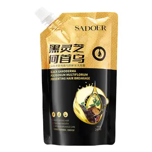 Schlussverkauf SADOER Haarausfall verhindern schwarzer Ganoderma Polygonum Multiflorum Haarshampoo glattes glänzendes Shampoo