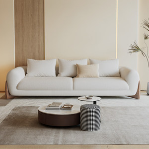 Sofá de Tres Plazas en Forma de L, Estilo Italiano Minimalista Moderno, Estructura de Madera, Tapizado en Lana de Cordero, Ecológico, <span class=keywords><strong>para</strong></span> Hotel, Apartamento, Sala de Estar - Product Image 2