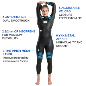 Traje de <span class=keywords><strong>neopreno</strong></span> de Triatlón de piel suave de manga larga de 3/2mm personalizado para natación en <span class=keywords><strong>aguas</strong></span> <span class=keywords><strong>abiertas</strong></span> traje de buceo libre - Product Image 2