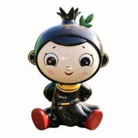 Statuette de bébé mascotte fruit de dessin animé en résine, assise, taille et couleur personnalisables, pour la décoration de la maison, du bureau, du jardin, du parc, du centre commercial