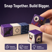 Lot de 100 blocs de construction magnétiques Halloween en ABS, aimants puissants, jouet éducatif STEM pour le jeu de rôle, vente en gros UE/US